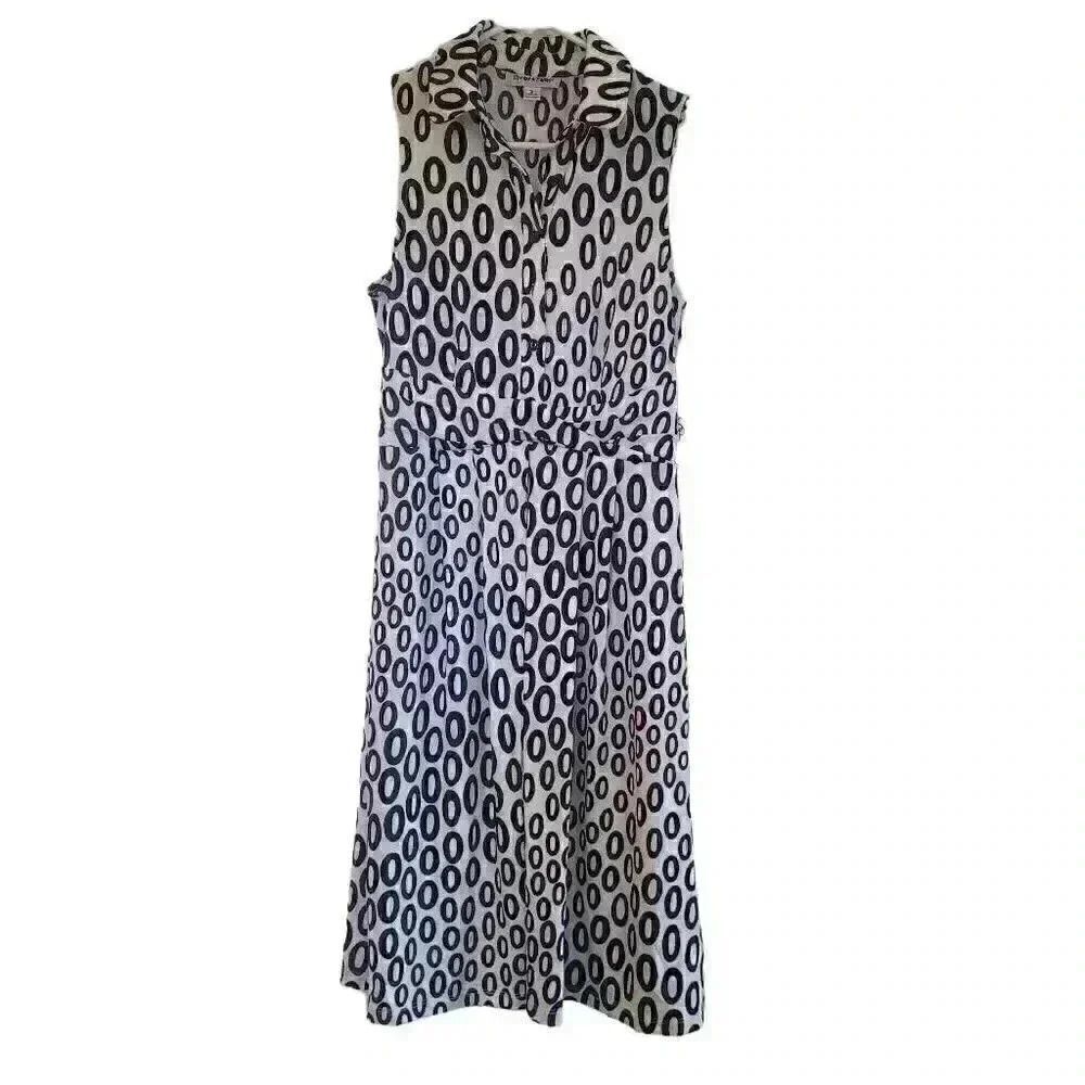 Shelby & Palmer Women's Black or Navy & White Poly/Spandex Sleeveless Dress NEW